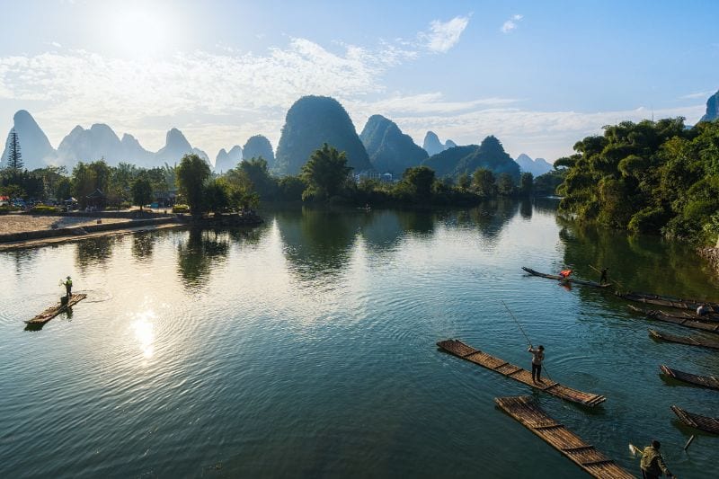 Enjoy a leisurely cruise along the Li River